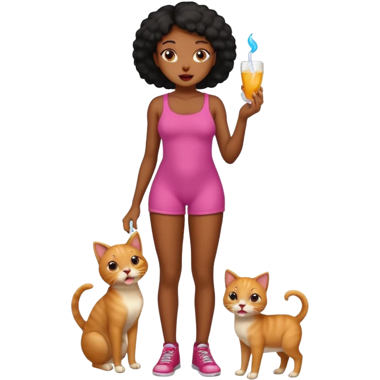 A black girl, naked showing full body licking pussy emoji
