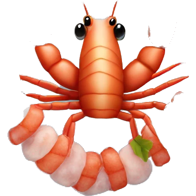 shrimp heart adorned with shrimp garland  emoji