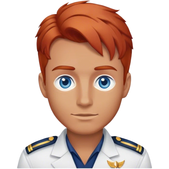 a male boat captain with medium red hair and blue eyes emoji