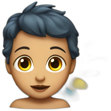 a baby with blue and yellow wings emoji