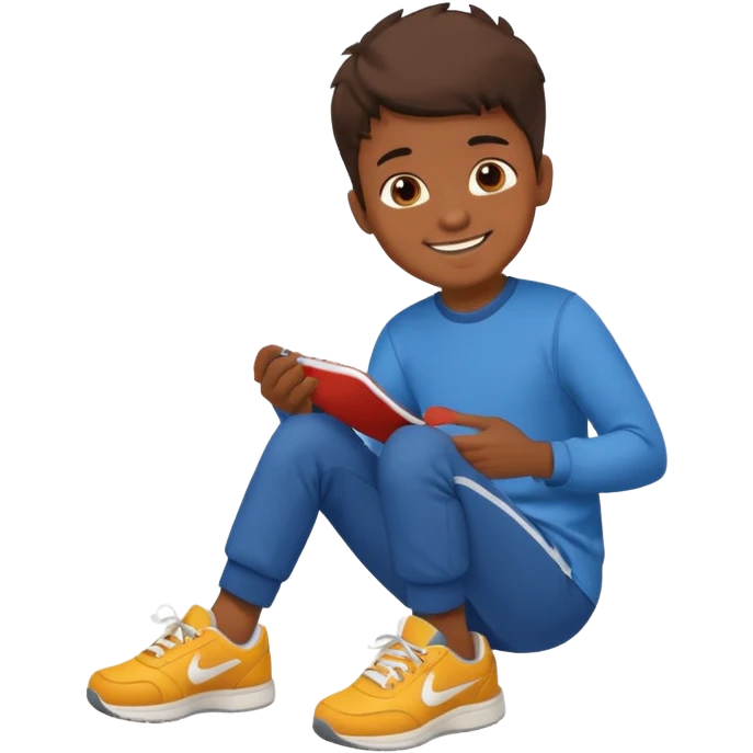 emoji- of a boy putting on his sneakers emoji