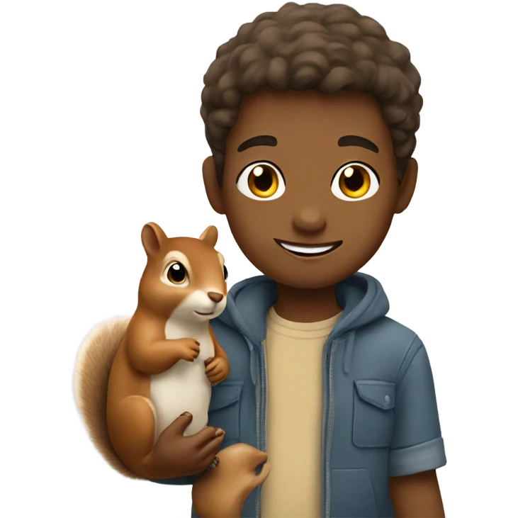 Boy holding squirrel  emoji