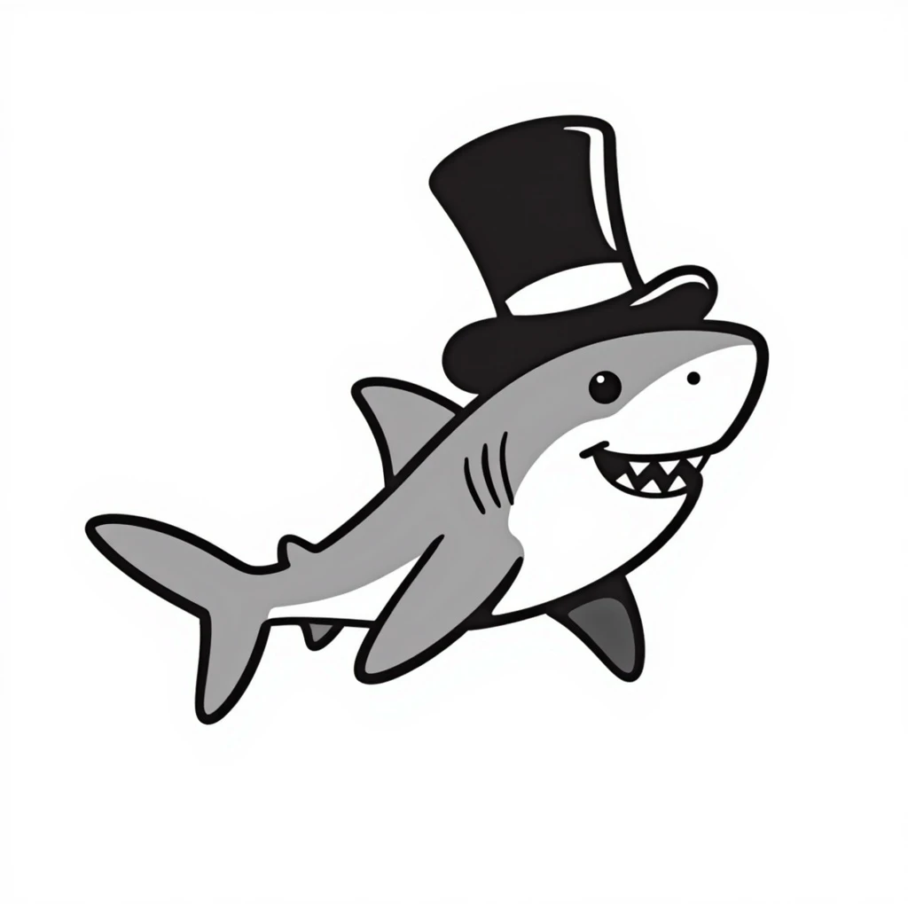 shark with a top hat emoji