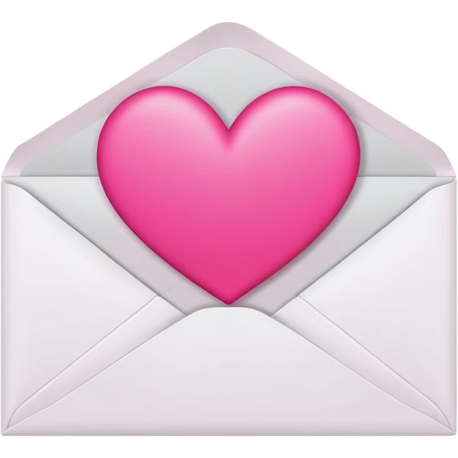 a white envelope featuring a bright pink heart in the center, on a solid light background emoji