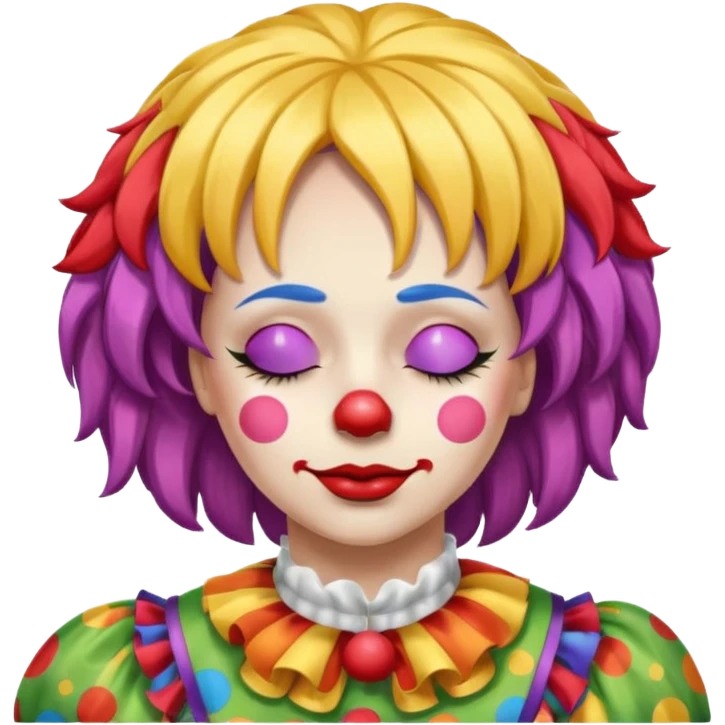 female clown sleeping eyes closed emoji