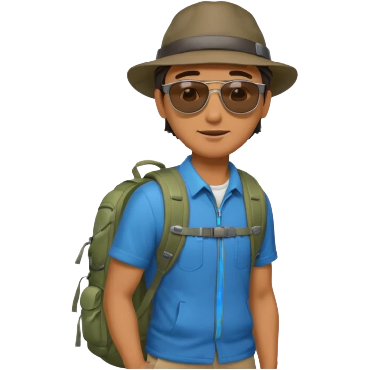 memoji face iphone: men, a solo hiker with carrying a few items emoji