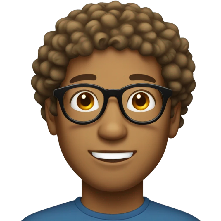 Light skinned brown man with curly hair and circular glasses  emoji