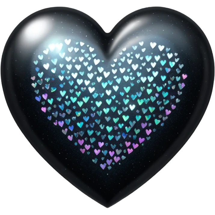 Black holographic glitter heart  emoji