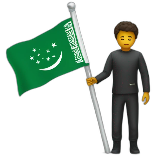 A person places the Saudi flag on the moon emoji