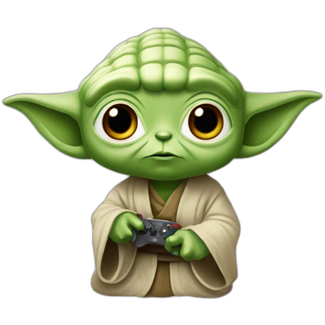 Yoda qui joue au jeu vidéo emoji