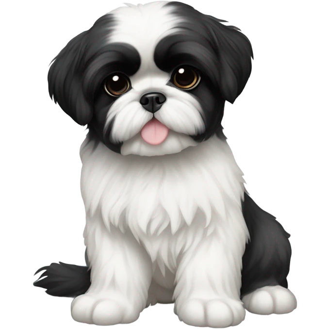 Two black and white shitz tzu puppies  emoji