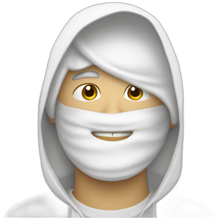 hombre de blanco con capa y mascara blanca emoji