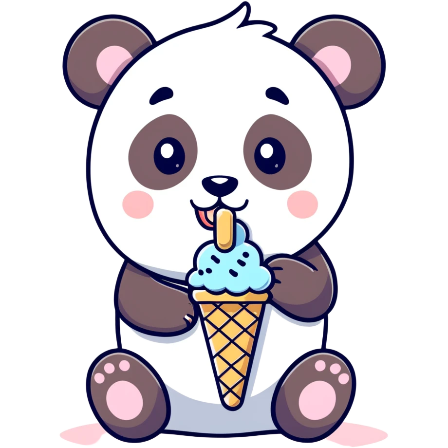 Panda eating ice cream emoji
