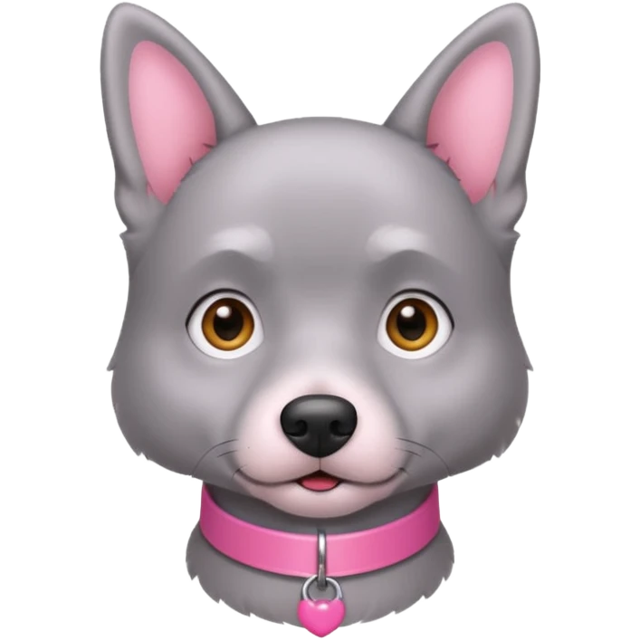 Cachorro cinza com coleira rosa olhando para trás  emoji