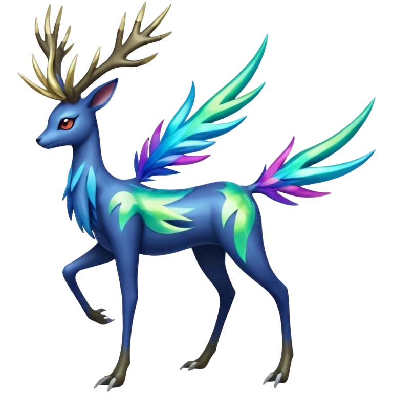 Shiny 4-legged Virizion-Xerneas-Amaura-Cobalion-fusion, full body emoji