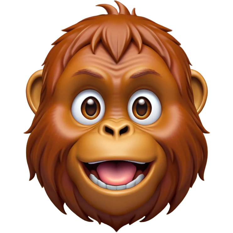 Cinematic Comical Orangutan Portrait Emoji, Head tilted dramatically with an exaggeratedly shocked expression, featuring a robust, animated face with wide, comically expressive eyes full of humorous disbelief, Simplified yet hilariously expressive features, highly detailed, glowing with a slightly sassy glow, high shine, dramatic yet playful, stylized with an air of quirky jungle attitude, soft glowing outline, capturing the essence of a meme-worthy orangutan that looks ready to side-eye its way into viral fame! emoji