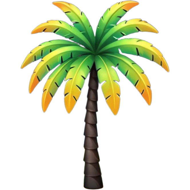Palmera de negro con un arcoiris de fondo en la noche emoji