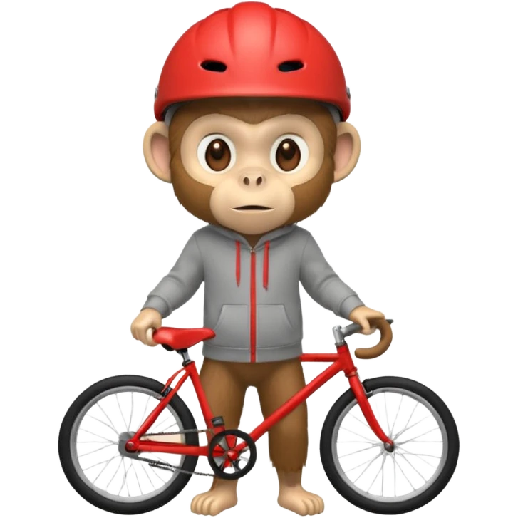 monkey with red bicycle helmet, sweatshirt emoji