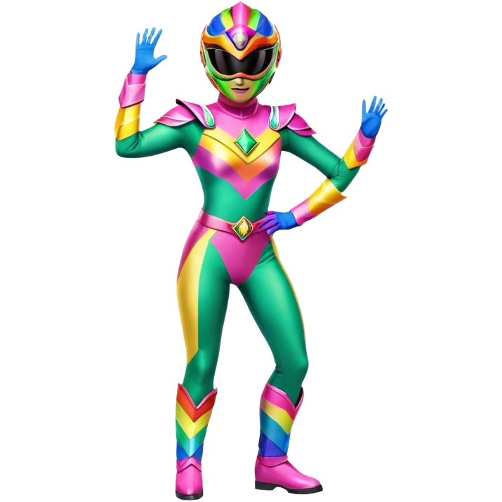  Female rainbow Power ranger  full body  mask on emoji