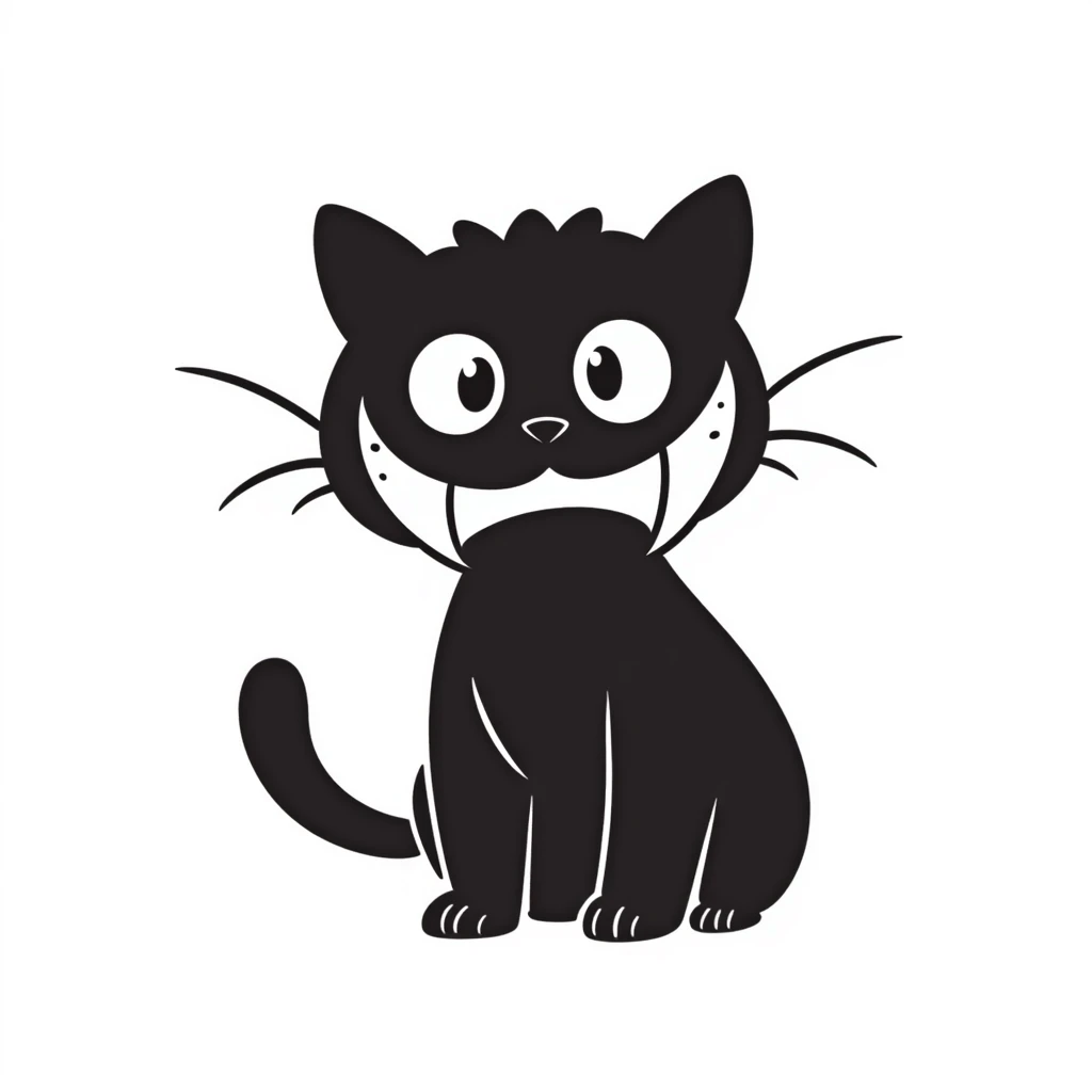 sketch of a tiny saber-toothed cat with 8-inch-long fangs that are enormously disproportionate to its small body, absurdly long teeth emoji