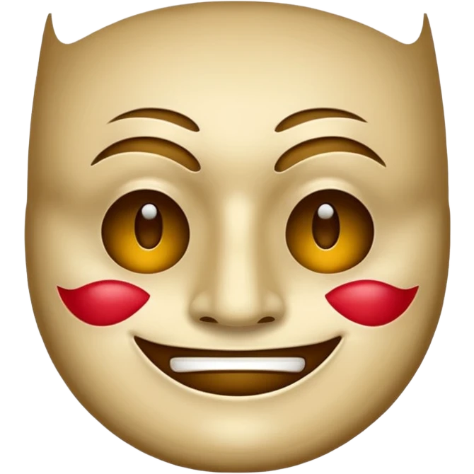 Sad face but happy mask emoji