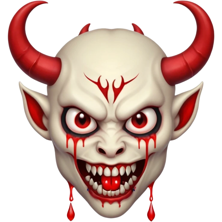 A evil looking devel dripping blood with fangs   emoji