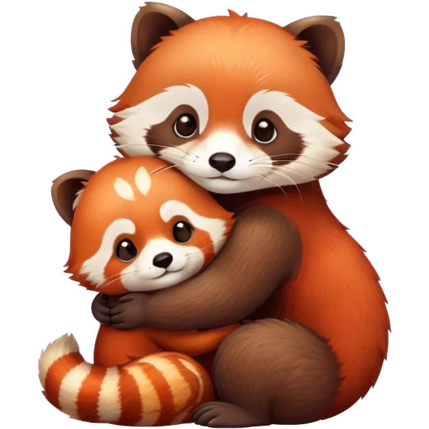 An otter and a red panda hugging emoji