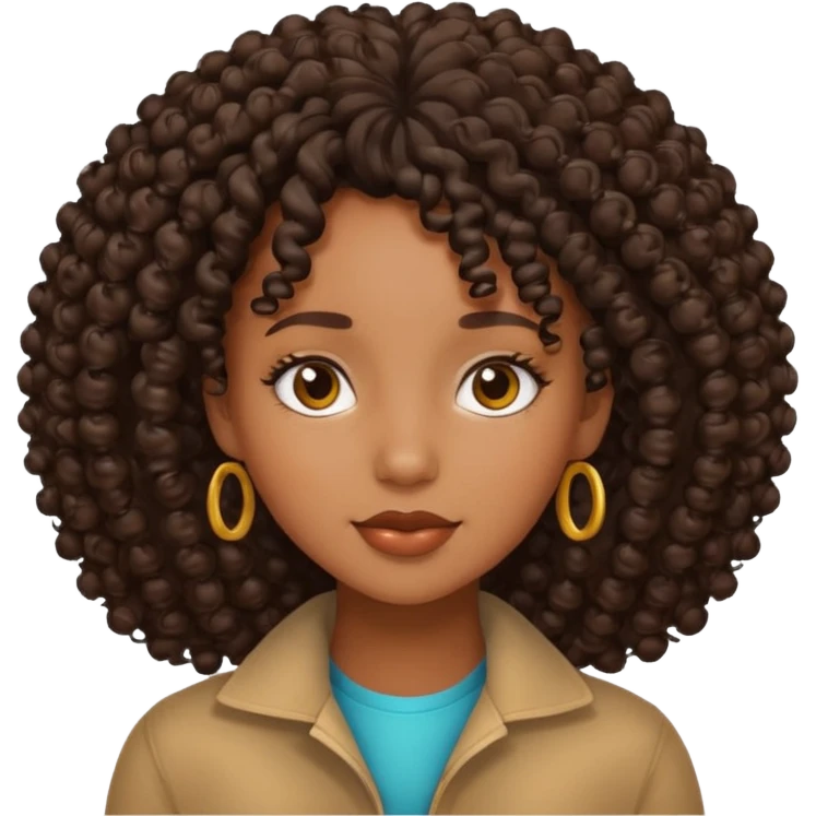 Black girl with curly hair emoji