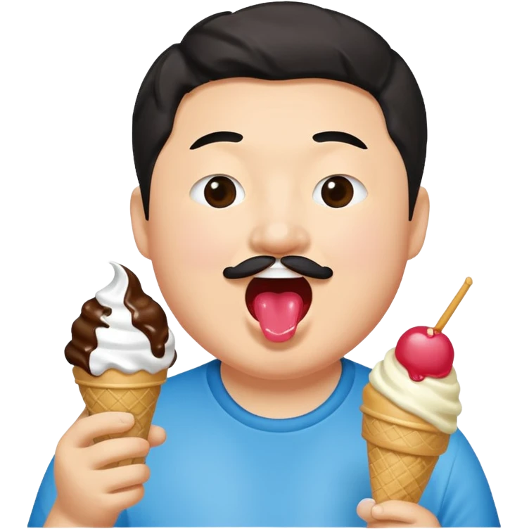 bobby Lee the comedian eating ice cream joyfully emoji