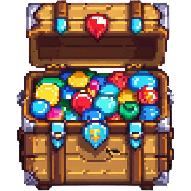 Premium treasure chest overflowing with pixel gems and special member flag emoji