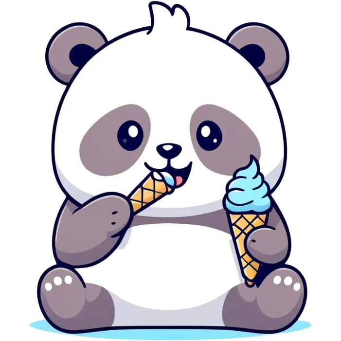 Panda eating ice cream emoji