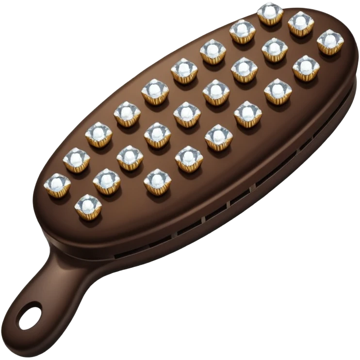 dark brown hair brush with diamonds emoji
