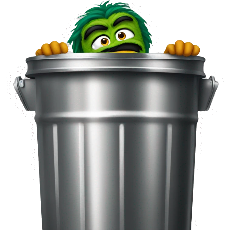 oscar the grouch inside metal trash can emoji