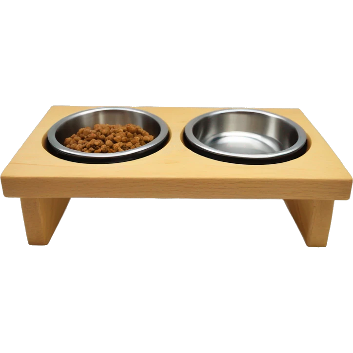 Elevated pine wood dog feeder with 2 bowls emoji