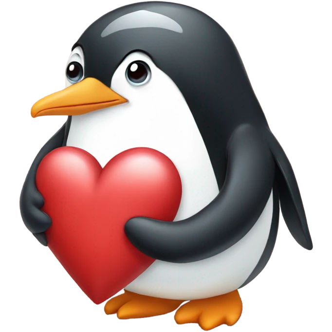 penguin holds a heart  emoji