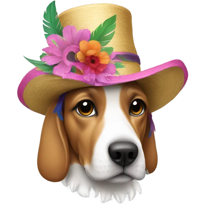 Dog in Kentucky derby hat emoji