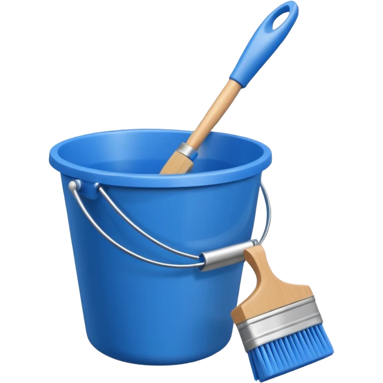 Bucket and brush for cleaning emoji