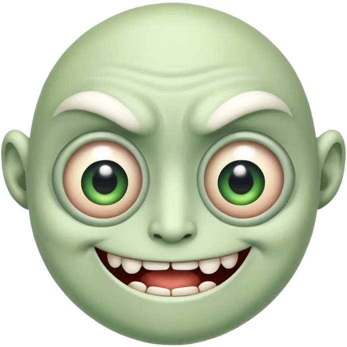 Funny mutant with multiple eyes and a silly smile emoji