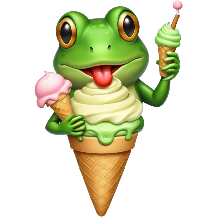 frog eating ice cream emoji