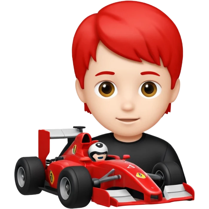 kid playing formula 1 toy emoji