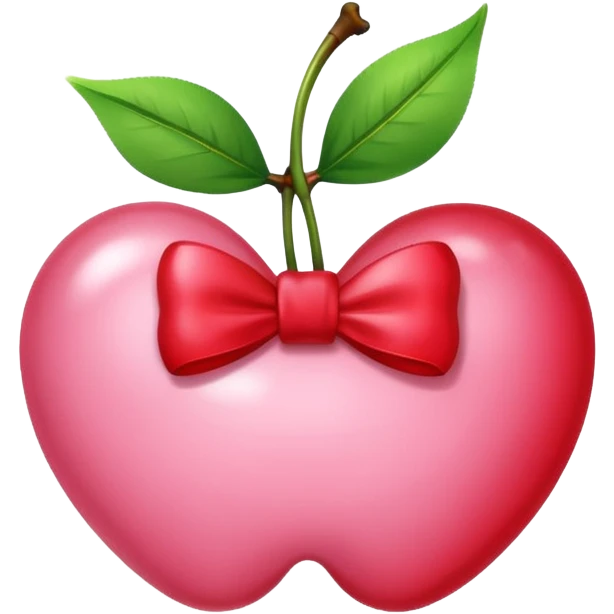 A light pink bow on a cherry emoji