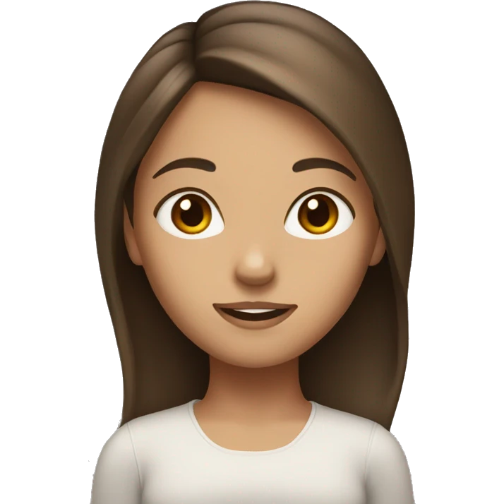 A girl whit brunette hair and brown eyes emoji