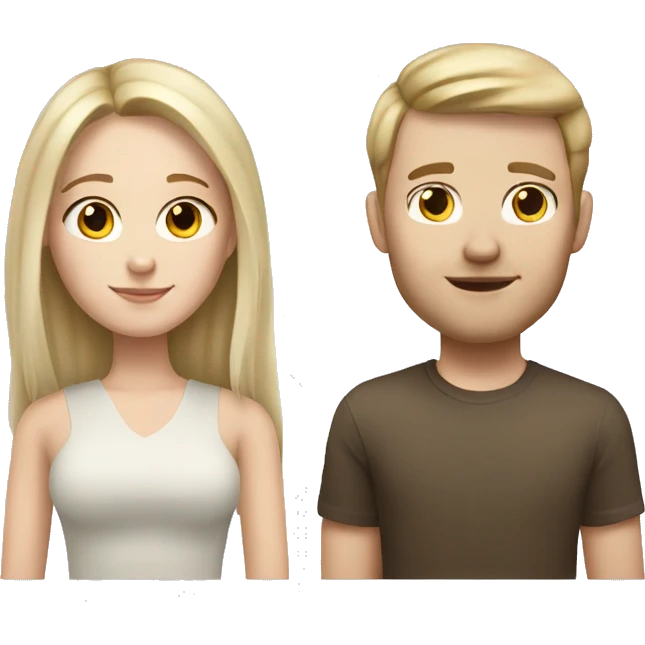 Pale brunette girl with pale blonde boyfriend  emoji