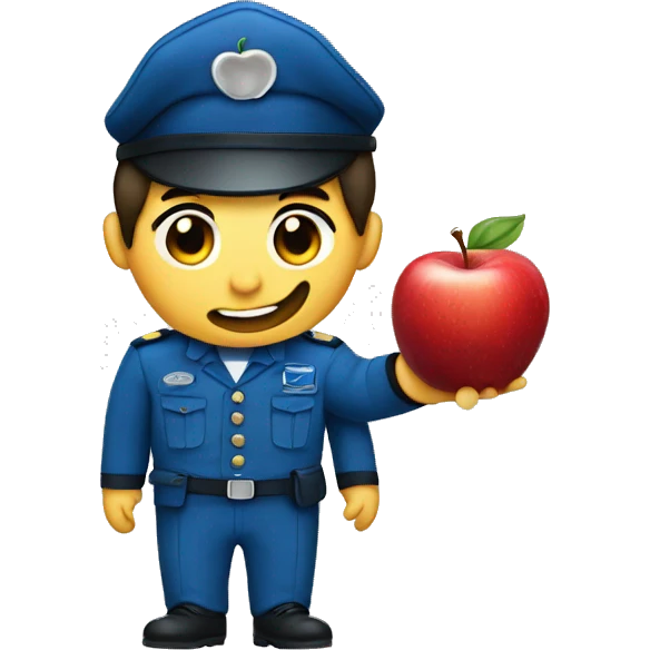 Blue uniform eat Apple emoji