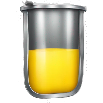 Small rectangle with yellow juice in the top and metal bottom with smoke coming from the top emoji