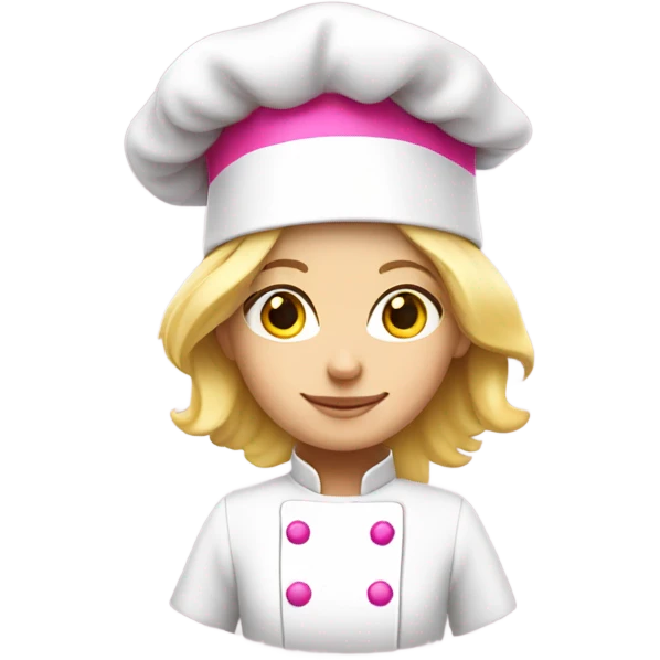 Hot pink chef hat on blond Caucasian girl emoji