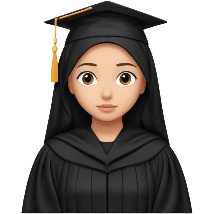 Girl wearing black hijab and black abaya and graduation gown view from behind   emoji