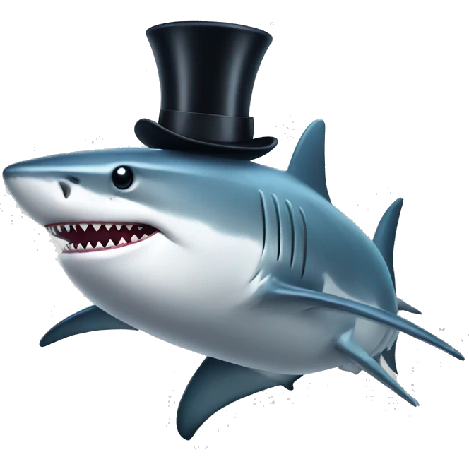 Shark with a top hat emoji