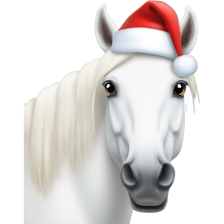 White Horse with Santa hat  emoji