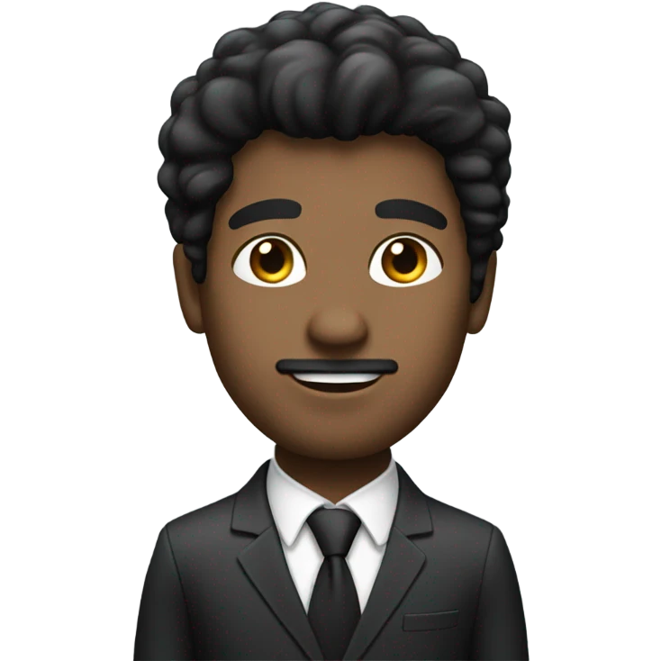 businessman black fluffy straight hair emoji